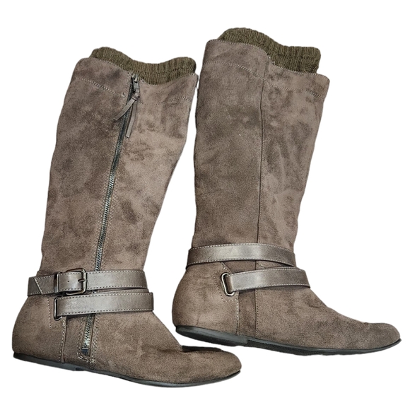 Aldo Cappuccino Brown Suede Flat Tall Pull On Boots Size 7 - Picture 1 of 6